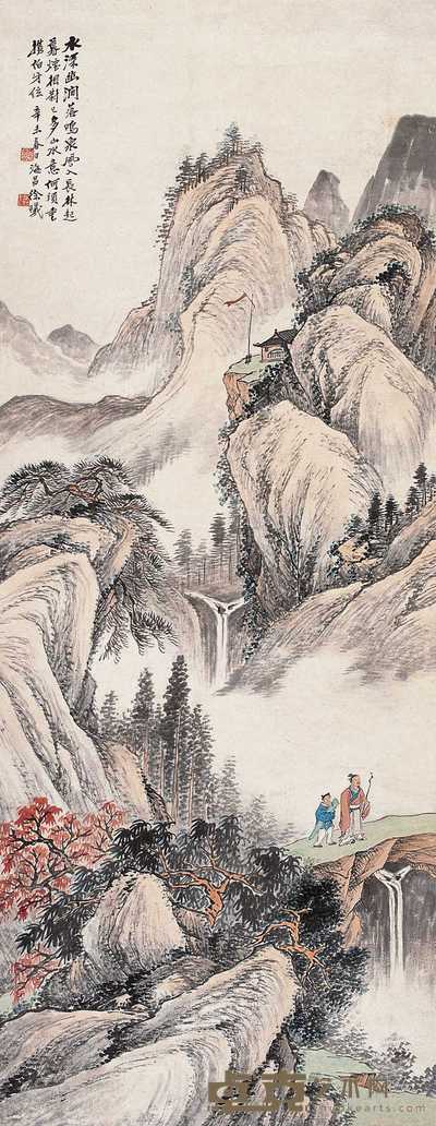 徐曦 1931年作 水深幽涧图 立轴 126×50cm